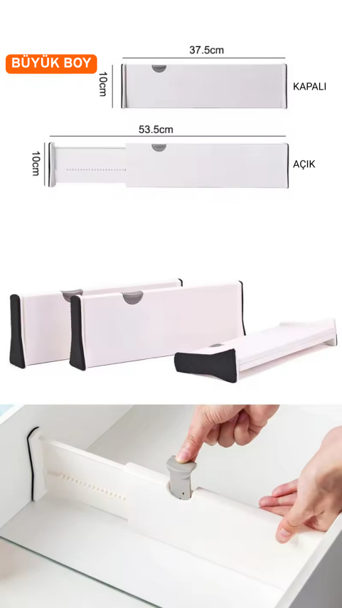 Büyük Boy Ayarlı Çekmece Ayırıcı 2'li Paket - 3