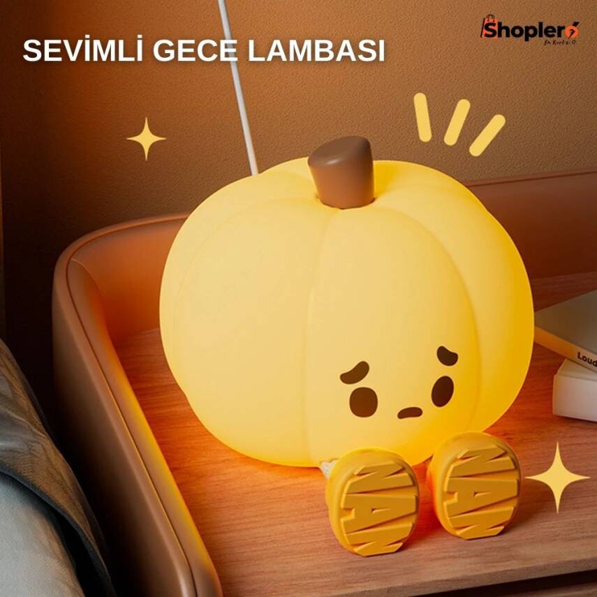 Silikon Üzgün Kabak Gece Lambası - 3