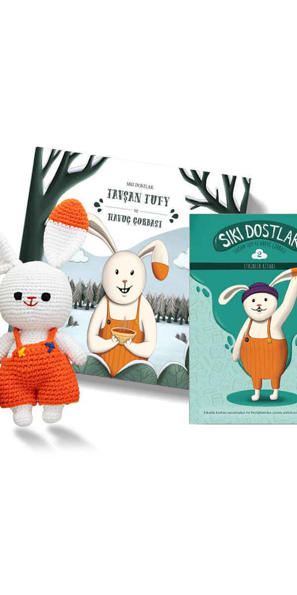 Sıkı Dostlar Tavşan Tufy Hikaye, Etkinlik Kitabı ve Amigurumi Oyuncak
